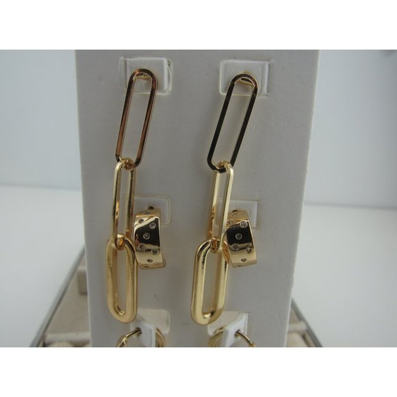 NEW WITH TAGS EXPRESS SET OF 3 SHINY GOLD EARRING SET - Picture 3 of 4
